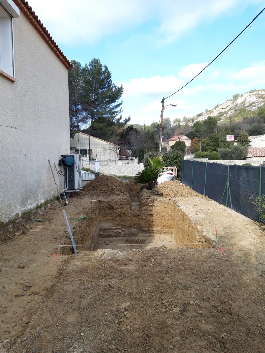 Terrassement de piscine sur La Bouilladisse en février 2023