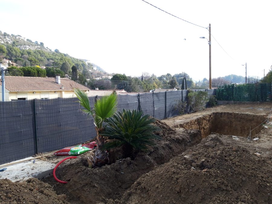 Terrassement de piscine sur La Bouilladisse en février 2023