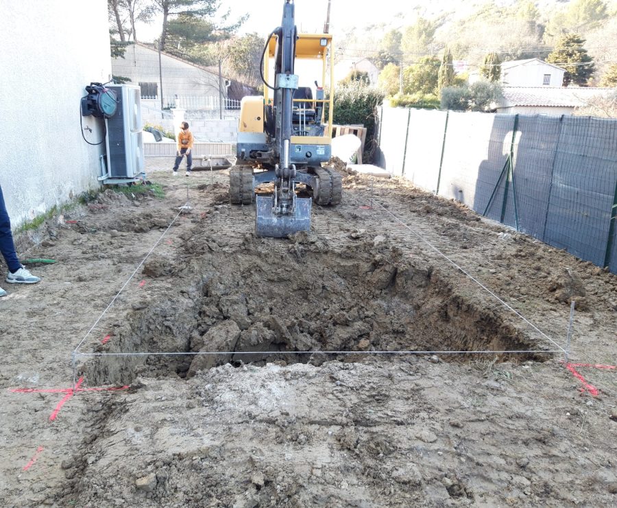 Terrassement de piscine sur La Bouilladisse en février 2023